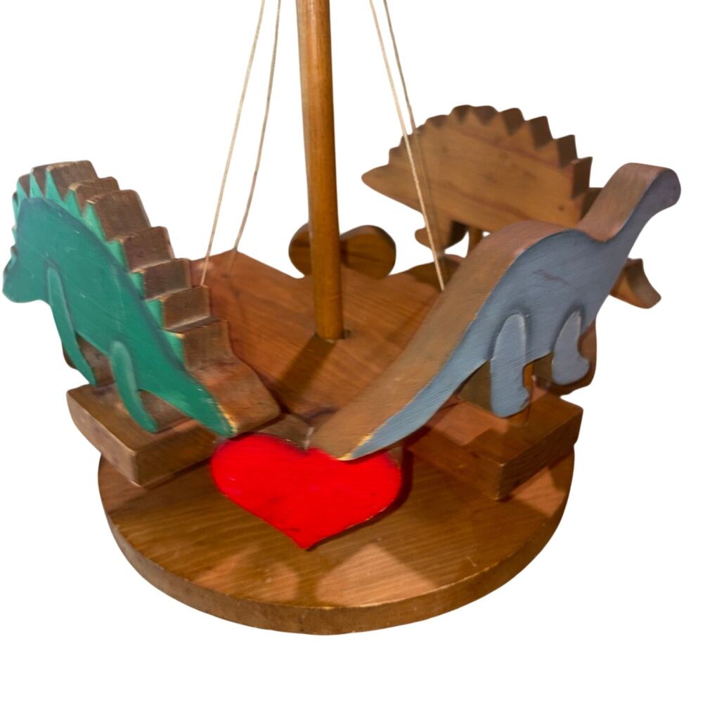Vintage‎ Handmade Wood Prehistoric Nursery Decor Moving Kinetic Sculpture READ